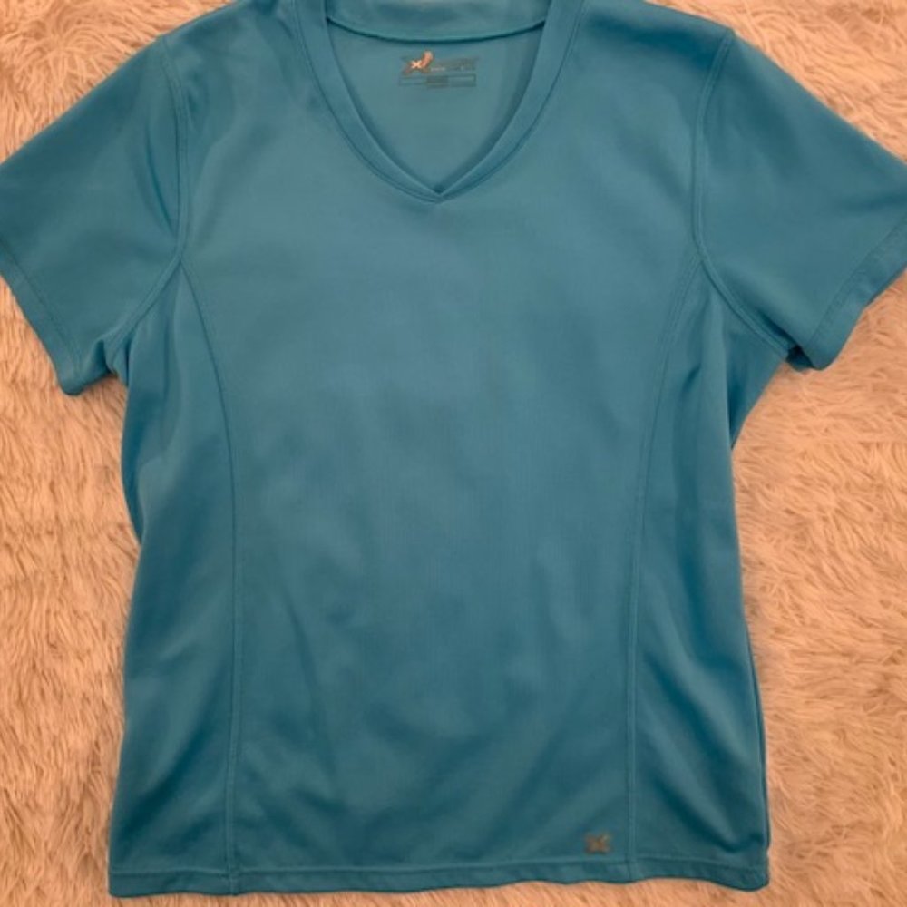 Exercise V Neck Aqua Blue Shirt
